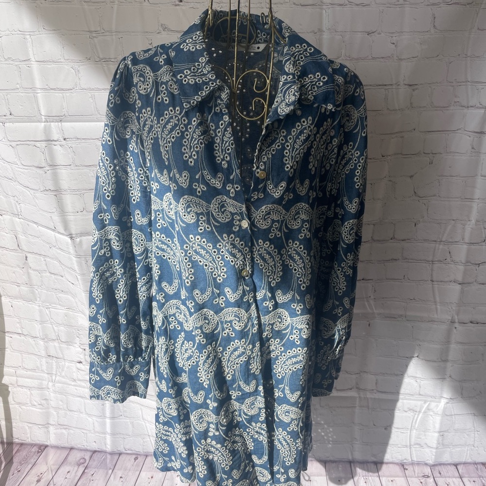 Zara eyelet blue dress